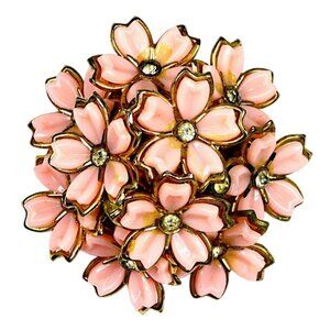 Pink Lucite Thermoset Flower Cluster Brooch Vintage Mid-Century Jewelry